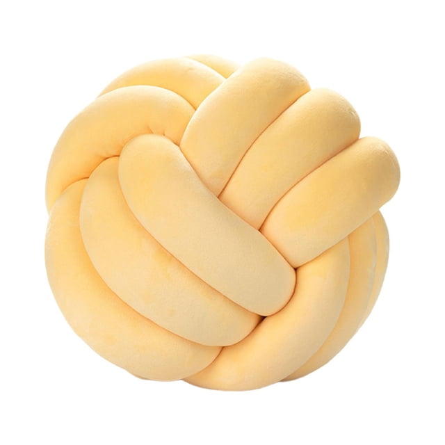DOLITY Coussin Boule Nœud Doux Rond Fait à la Main Coussin Décoratif pour Bureau Salon Jaune