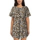 thumbnail image 1 of Fotbe Leopard Conjunto de Pijama Estampado para Mujer, 2 Piezas, Ropa de Dormir con Camiseta de Manga Corta y Shorts Suaves-Small, 1 of 6