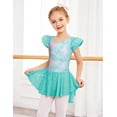 thumbnail image 3 of Oudiya Girls Ballet Dress Ruffle Sleeve Dance Leotard with Skirt Criss Cross Back Dance Clothes for Kids 6-7Y, 3 of 9