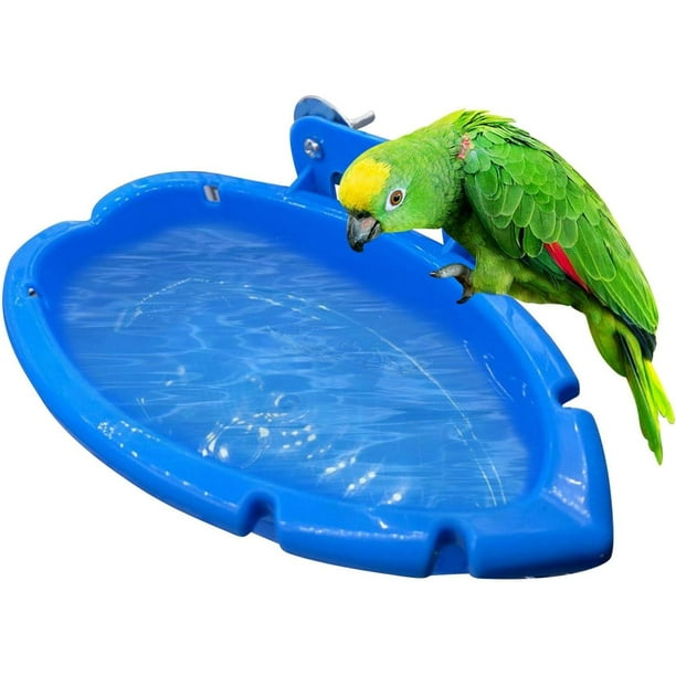 Bañera para pájaros, lavabo para jaula de loros, caja de baño colgante, duradera y resistente, mantiene a los pájaros limpios y frescos, para pájaros pequeños (azul)