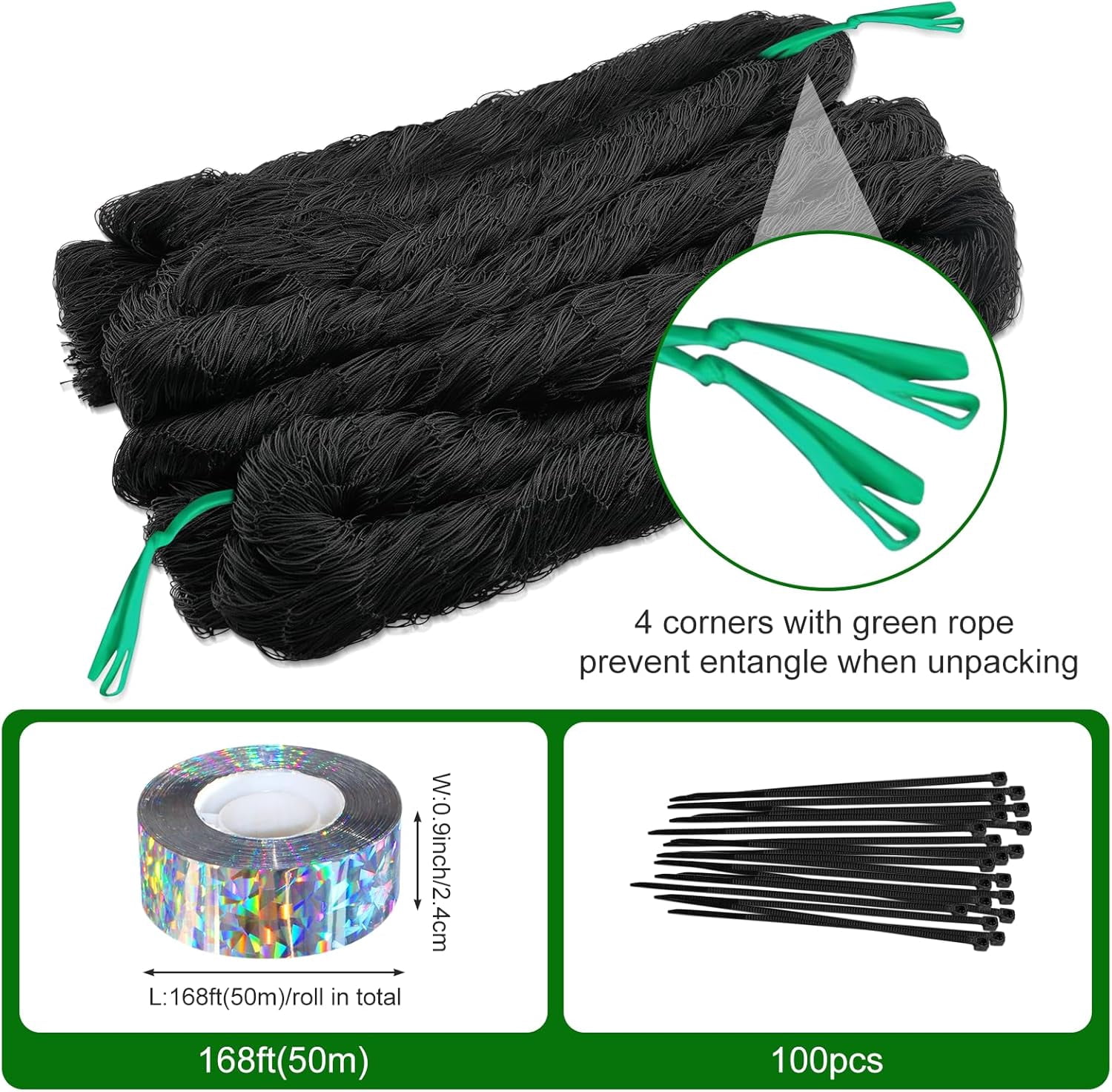 Poultry Netting 50x50 ft, 1" Square Mesh Heavy Duty Chicken Run Net, Garden Netting to Protect Plants, Fruit Trees, Vegetables from Birds, Deer, Pests & Animals for Farm, Orchard, Coop