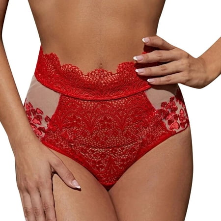 

TAIAOJING Seamless Lace Thongs For Women Lingerie For Teddy Bodysuit Lingerie Cutout Lace Up Love Lace Ladies Underwear 3 Pack