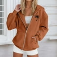 thumbnail image 2 of Puliio Women's Zip Up Hoodie Coconut Tree Print Casual Long Sleeved Drawstring Hooded Jacket Versatile Daily Zipper Hooded Sweatshirt, 2 of 4