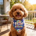 thumbnail image 3 of Gytml Happy Birthday Dog Bandana, Soft Cotton Pet Triangle Scarf, Adjustable Tie Design Festive Pet Birthday Bandana For Dogs, Cats & Birthday Celebrations Purple-43*63, 3 of 3