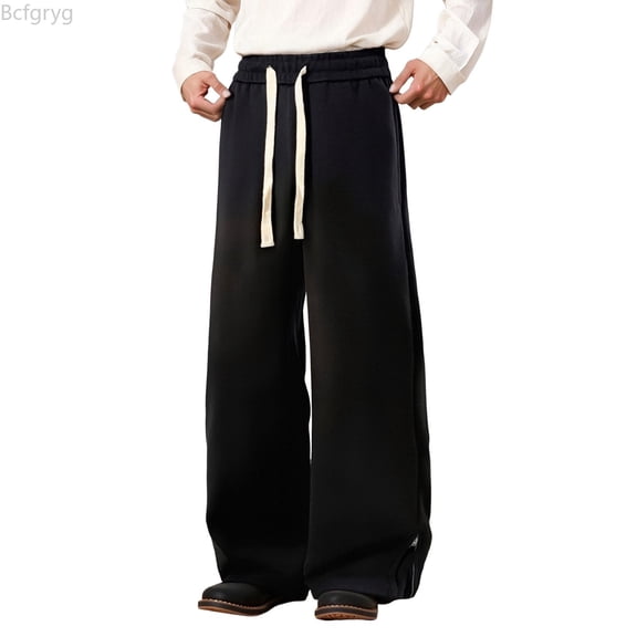 Bcfgryg Casual Jogger Pants With Zipper Ankle Cuffs Flexible Comfort Fit Trousers For Daily Wear And Outdoor Activities Men’s Casual Pants Black L