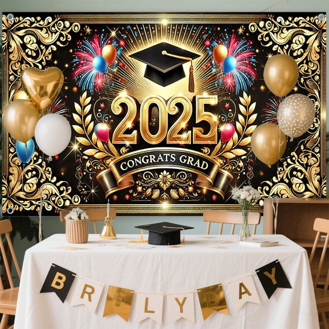 Danhjin Polyester Background Congrats Grad Backd Grad Backd Graduation Decorations Backd Backdrop