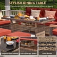 thumbnail image 4 of MEISSALIVVE 6 Pieces Patio Furniture Sets, PE Wicker Outdoor Conversation Sets with 2 Wood Armrests Swivel Glide Chairs, 2 Ottomans and Dining Table (Red), 4 of 9