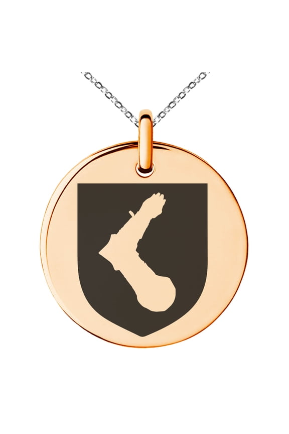 Stainless Steel Arm Armor Leadership Coat of Arms Shield Engraved Small Medallion Circle Charm Pendant Necklace