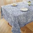 thumbnail image 2 of Vinyl PVC Rectangle Table Cloth,Water Proof Paisley Plastic Tablecloths with Flannel Backing,Oil Proof Heavy Duty Vintage Rustic Table Cover for Outdoor Picnic Camping 60x84 Inch,Blue, 2 of 6