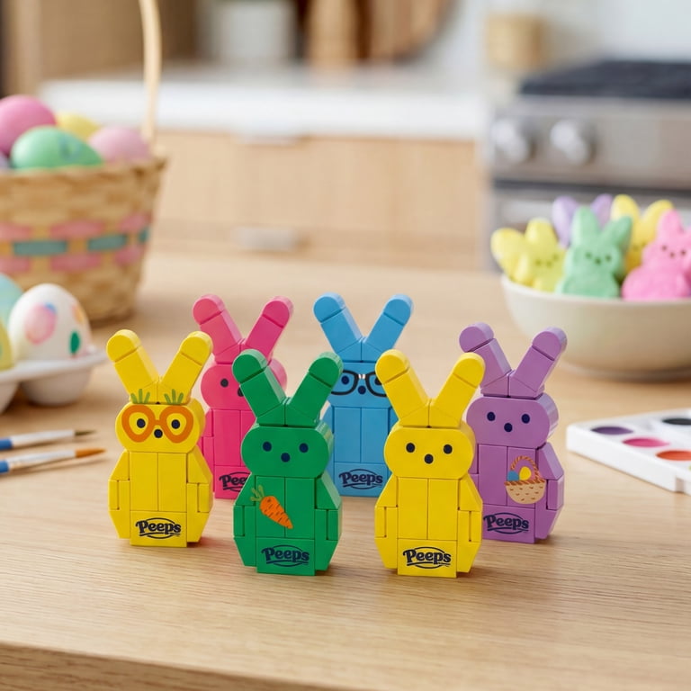 Brickcraft PEEPS Green, Pink and Yellow Bunny Building Kit (63