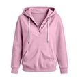 thumbnail image 5 of Hoodies Sweatshirt for Women Button Collar Drawstring Long Sleeve Pullover Casual Winter Hooded Tops With Pocket Fall Outfits, 5 of 7