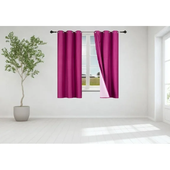 Gorgeous Home Linen 1 Set Hot Pink Blackout Panel Window Grommet Curtain Foam Lined 35" Wide X 63" Long each pc