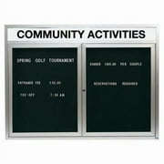 Aarco Products OADC3648H 36 in. H x 48 in. W 2-Door Outdoor Enclosed Directory Board with Header - Clear Satin Anodized
