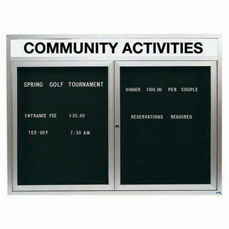 Aarco Products OADC3648H 36 in. H x 48 in. W 2-Door Outdoor Enclosed Directory Board with Header - Clear Satin Anodized