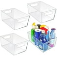 thumbnail image 5 of Azar Displays 556239 XL Clear Plastic Organizer Storage Tote Bin with Handle, Pantry Storage, Kitchen and Fridge Organizer, Cabinet and Drawer Container 13"W X 9.5"D X 6.5"H, 4-Pack, 5 of 7