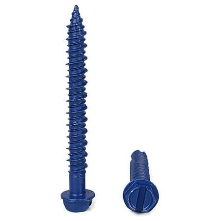 Slotted Hex Washer Head Masonry Anchor Concrete Screws - 3/16