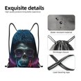 thumbnail image 4 of Xecao Punk Style Blue Haired Skull Pattern Sports Drawstring Backpack - String Swim Gym Bag with Wet Proof Pocket for Women&Men-Medium, 4 of 6