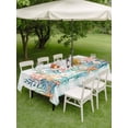 thumbnail image 3 of Nautical Coastal Outdoor Tablecloth - 52x70 Inch Rectangle Dining Table Cover, Summer Sea Corals Shells Starfish Green Plaid Waterproof Outdoor Table Cloth with Umbrella Hole & Zipper for Patio, 3 of 7