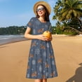 thumbnail image 4 of Naloa Squirrel And Snowflakes Print Womens Summer A-Line Dress with Pockets,Short Sleeve Dresses,Flowy Beach Swing Dress for Vacation Travel, 4 of 6