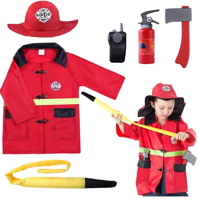 Disfraz de bombero infantil iPlay iLearn con walkie talkie de 3 a 7 años