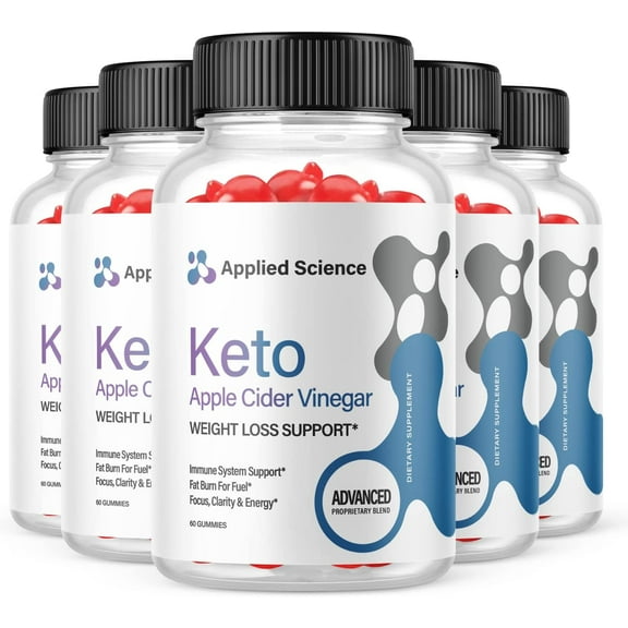 (5 Pack) Applied Science Keto ACV Gummies - Supplement for Weight Loss - Energy & Focus Boosting Dietary Supplements for Weight Management & Metabolism - Fat Burn - 300 Gummies