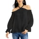thumbnail image 1 of I.N.C Womens Ruffled Cold Shoulder Blouse, black, XS, 1 of 1