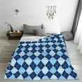 thumbnail image 5 of Bingfone Blue Squares Print Flannel Fleece Blanket Throw Blanket for Bed,Sofa,Couch,Travel,Camping(60"x50" ), 5 of 8