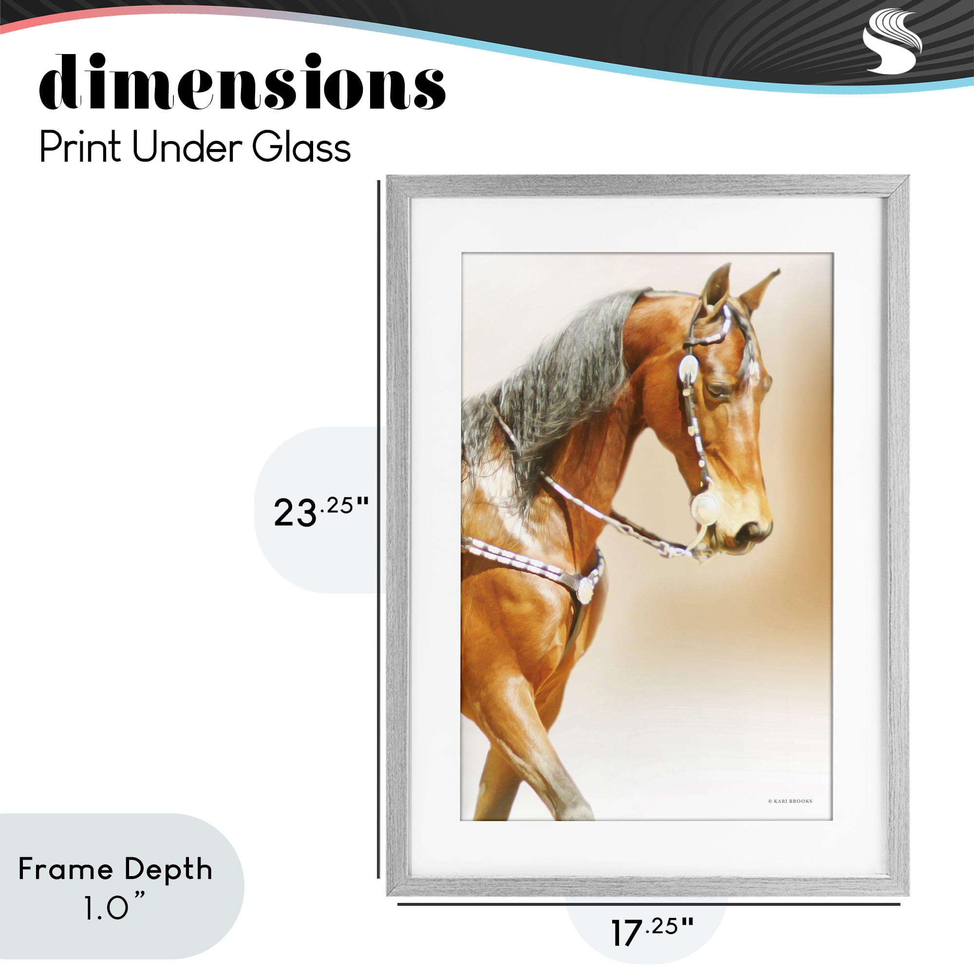Stupell Industries Brown Majestic Horse Gray Framed Print Under Glass, design by Kari Brooks