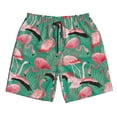 thumbnail image 3 of Uemuo Tropical Flamingo Pattern Men's Swim Trunks Hawaiian Beach Bathing Suit Swimsuits Beach Quick-Dry Shorts with Pockets-X-Large, 3 of 9