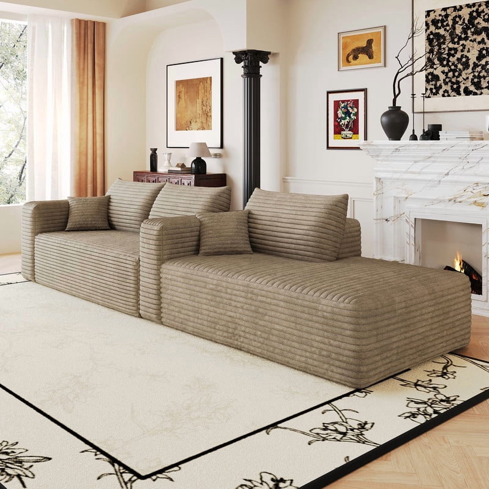 103" Cloud Sectional Sofa, Modern L-Shaped Modular Couch with Chaise Lounge, Minimalist Comfort Deep Seat Sofa for Living Room, Apartment, Bedroom, No Assembly Required