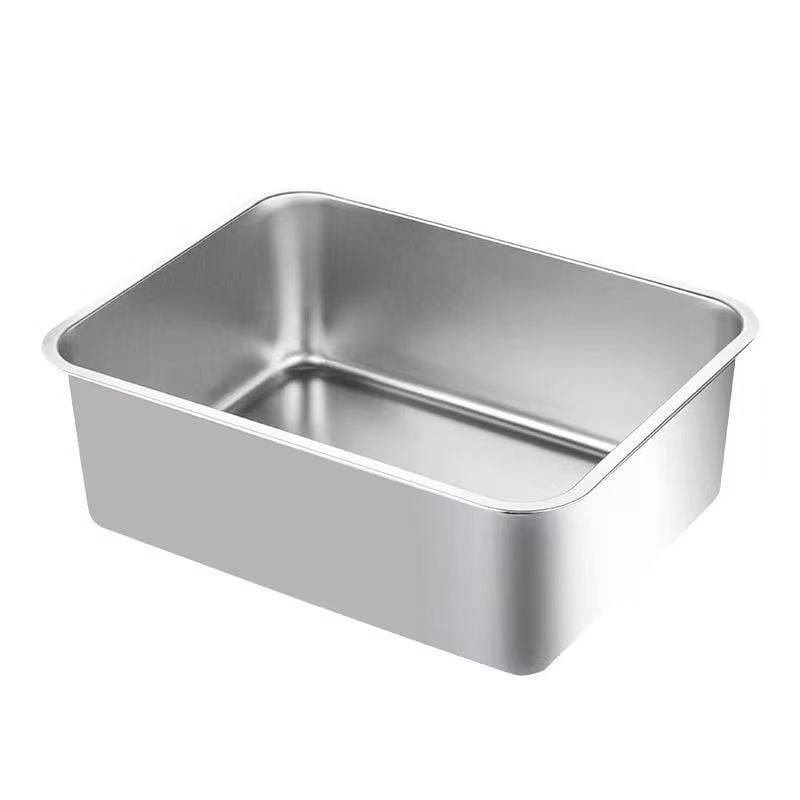Stainless Steel Litter Box -3.9 in High Side,Metal Litter Box for Small Cat/Kitty/Rabbits 15.7"L x 11.8"W x 3.9"H，Stainless Steel Cat Litter Box-Metal Pan Toilet