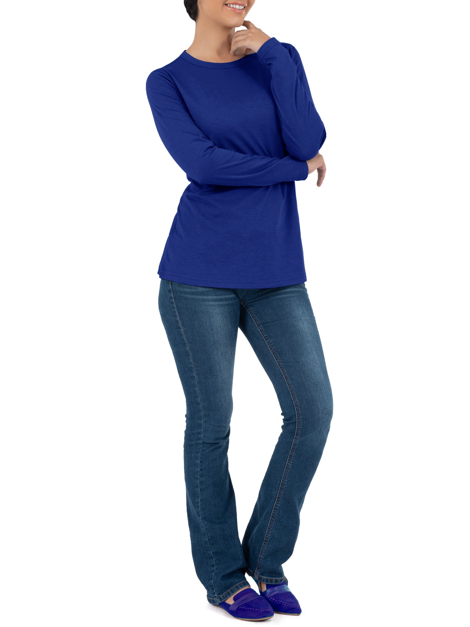 Time And Tru Women's Long Sleeve Crew Tee