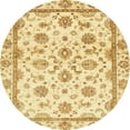 thumbnail image 1 of Ahgly Company Machine Washable Indoor Round Abstract Yellow Area Rugs, 6' Round, 1 of 1