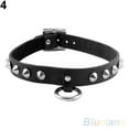 thumbnail image 5 of Yesbay Punk Gothic Black Faux Leather Choker Cross Spike Rivet Buckle Collar Necklace,Choker, 5 of 6
