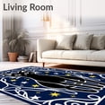 thumbnail image 2 of ODIKA 2'x3' Machine Washable Non-Slip Area Rug, Crochet Cushion Project with Moonlit Cat Constellation Theme High Traffic Rug with Pad, Blue, 620198, 2 of 8