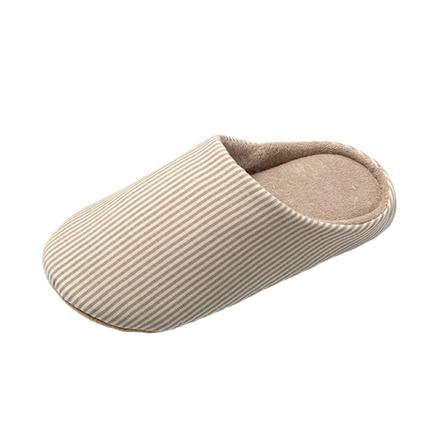 Pantoufles pour Femmes, Décontractées et Tendance à la Maison à Rayures pour Couples Intérieur Extérieur Bout Rond Talon Fermé Plates, Chaussures Plates Femmes
