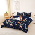 thumbnail image 3 of Homewish Cartoon Dino Duvet Cover Queen,Cute Animals Queen Bedding,Navy,Navy Blue Reversible,3pcs,1 Duvet Cover and 2 Pillowcases, 3 of 6