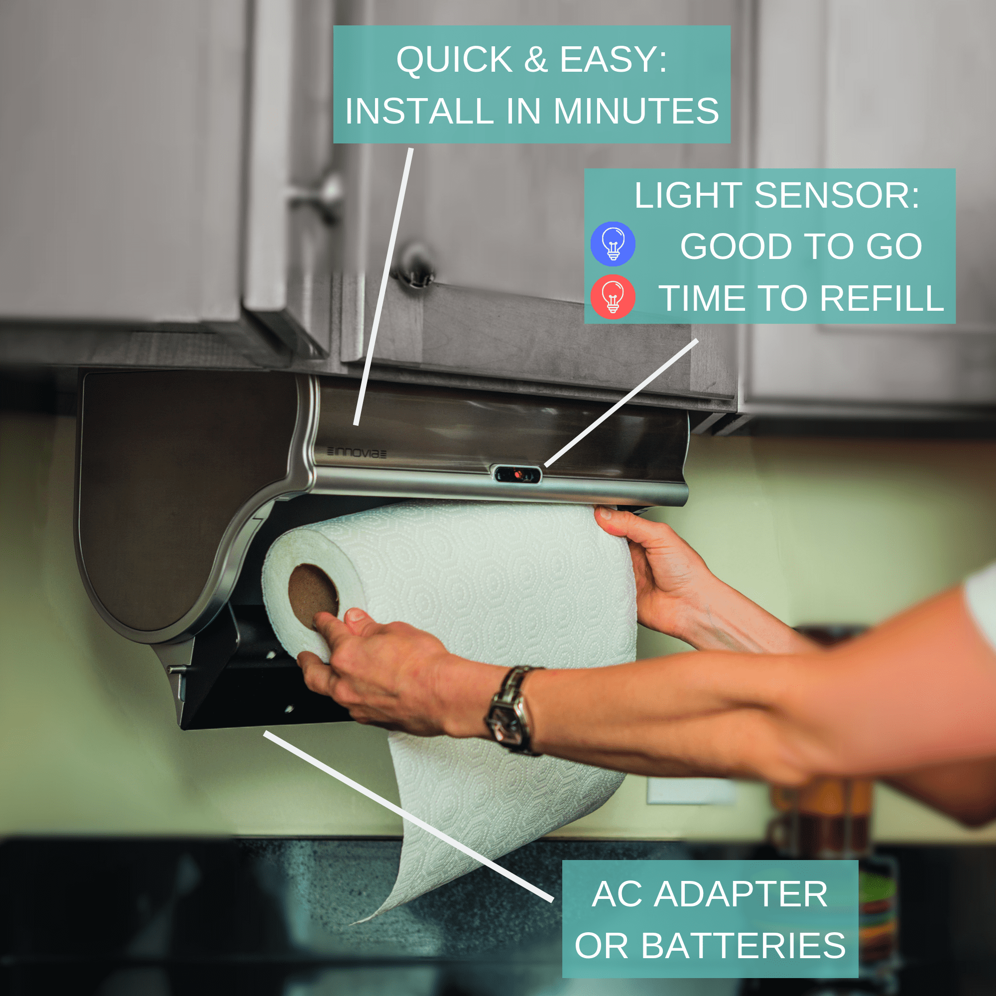 Innovia® Automatic Paper Towel Holder & Smart Dispenser Mounts Under