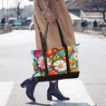thumbnail image 4 of FORMRS Canvas Laptop Tote Bag for Women with 15.6" Computer Compartments Shoulder Handbag, Pink Floral Tomatoes, 4 of 7