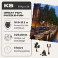 thumbnail image 2 of UNIDRAGON Wooden Puzzle Evening Amsterdam 500 Pieces KS City View, 2 of 8