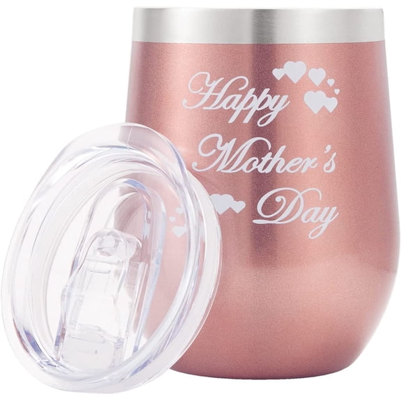 Mother''s Day Wine Tumbler Cup - 12Oz Gifts for Mom Coffee Cup with Lid- Funny Mom Gifts from Daughter, Son Mom Birthday Gifts - Mothers Day Gifts for Mom,Best Mom (Rose Gold)