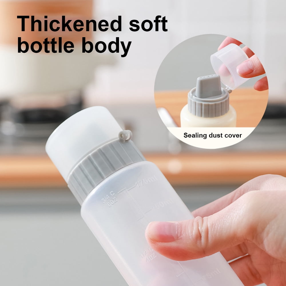 175Ml Squeezable Sauce Bottle 5Holes Plastic Container For Ketchup & Sauce