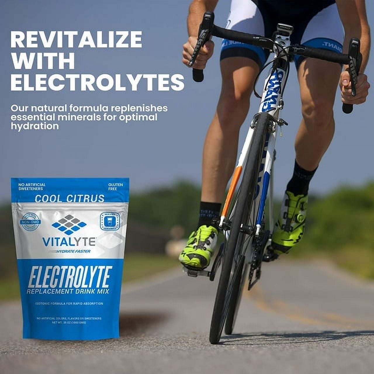 Vitalyte Cool Citrus Electrolyte Powder Mix, Isotonic Hydration, 160 Servings (4-pack, 35 oz Each)