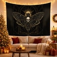 thumbnail image 3 of Gold Moth Celestial Tapestry on Black Background, 3 of 7