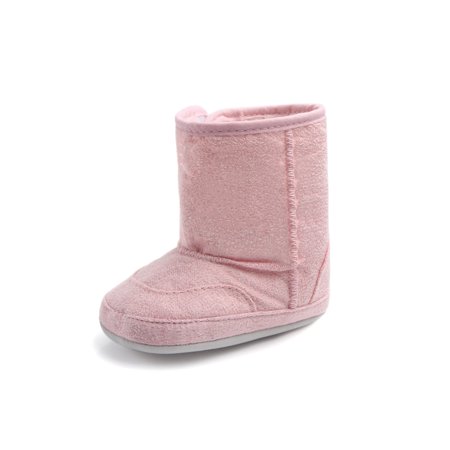 

Kesitin Girls Boys Winter Bootie Round Toe Mid Calf Boot Magic Tape Snow Boots Warm Slip Resistant Comfort Shoes Casual Cotton Lining Crib Booties Pink 4C