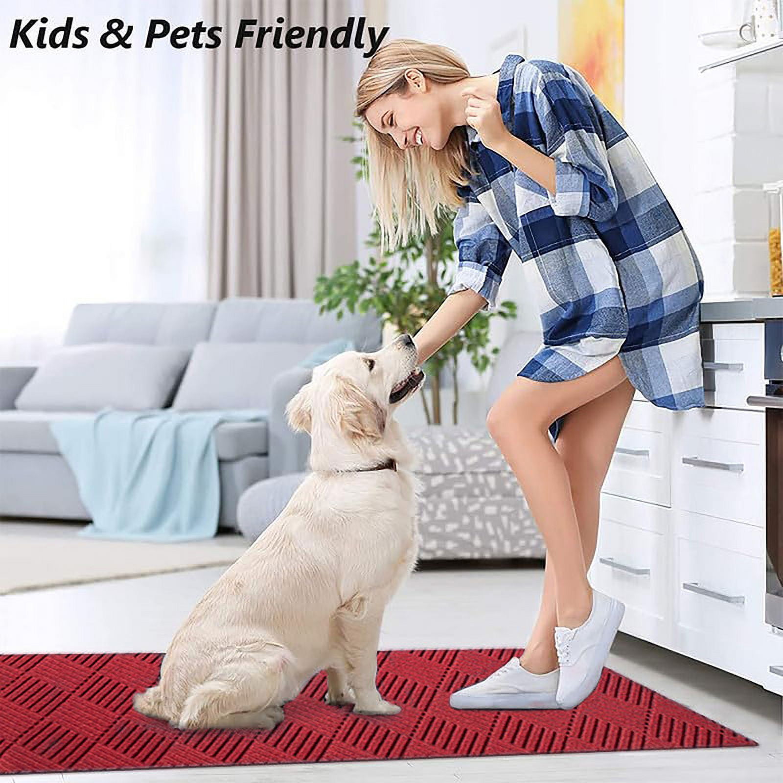 LITA Red Runner Rugs 2' x 6' Indoor Anti-slip Carpet for Hallway Kitchen Laundry