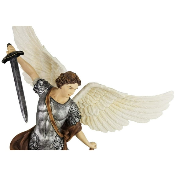 14" Saint Michael Archangel Standing on Demon Statue Hand Painted