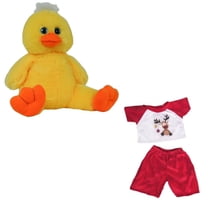 Plush Gear Yellow Duck with Reindeer PJ for Stuffed Animal Outfit - 16 inch Make Own Plushie Teddy Bear Adorable Clothes, Gift for Kids