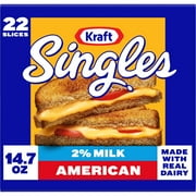 Kraft Singles 2% Milk American Cheese Slices, 22 Ct Pk