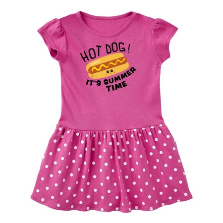 

Inktastic Hot Dog! It s Summer Time cute smiling hot dog Gift Toddler Girl Dress
